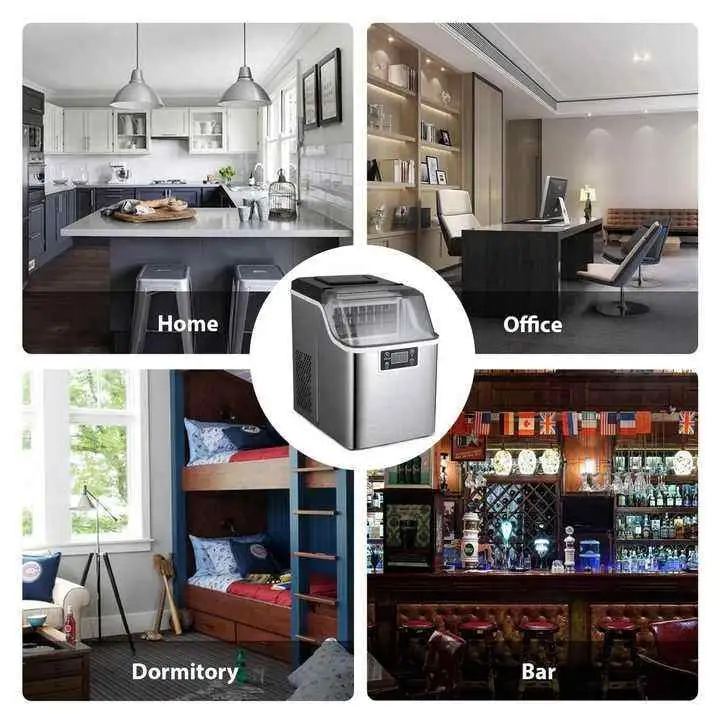 30KG/24H Automatic Cube Ice Maker Machine, Portable Countertop Auto Water Intake Ice Cube Machine for Home Beverage Bar Catering