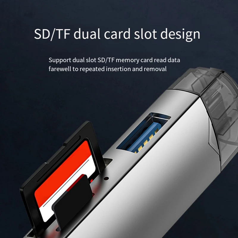 6 In 1 Card Reader External U Disk TF/SD Card Keyboard Mouse 5Gbp/S USB Type-C Interface Card Adapter