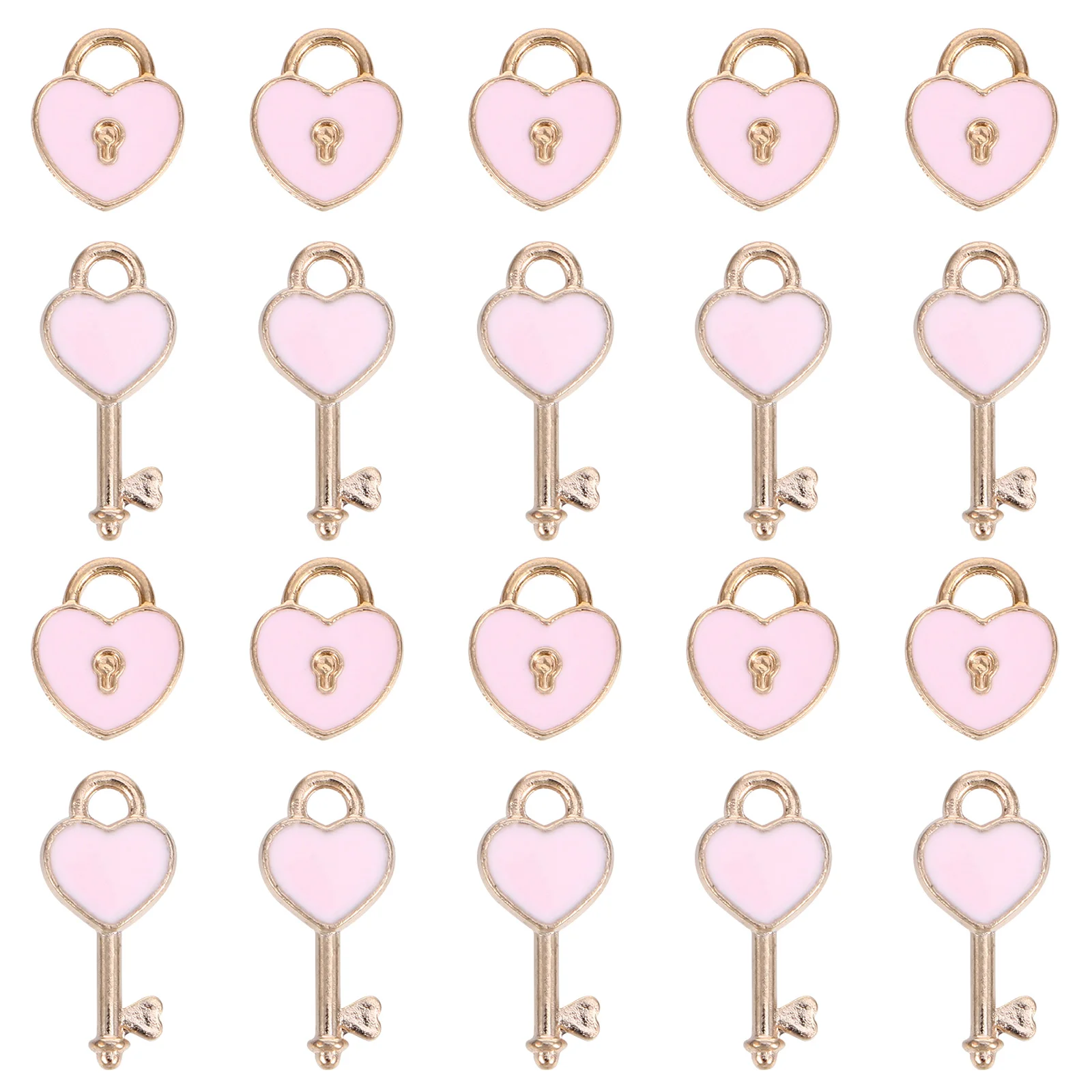 

20 Pcs Heart Lock Key Pendant Pink Earrings Necklace Alloy Jewelry Accessories DIY DecorationsVintage Charms H made Crafts