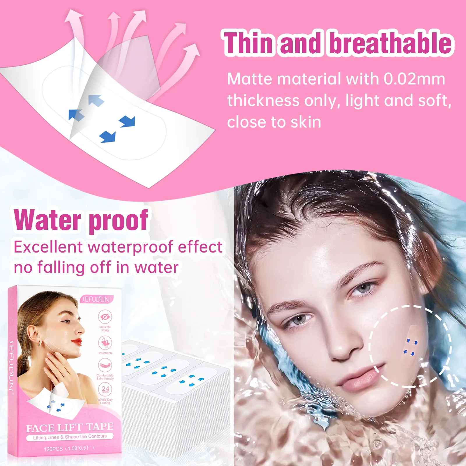 120Pcs Invisible Facial Lifting Sticker Thin Face Patche Facial Line Wrinkle Sagging Skin Fast Pull Chin Adhesive Tape Efficient