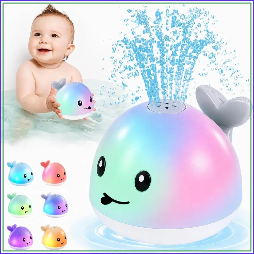 

Baby Bath Toys, Light Up Whale Sprinkler for Toddlers 1-3, Rechargeable Water Toys for Pool, Bathtub, Beach