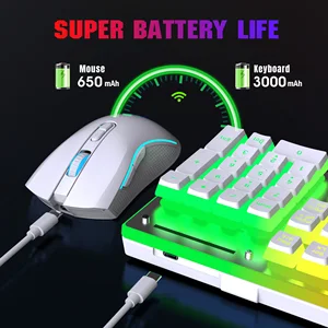 مجموعة ماوس لوحة مفاتيح بودينغ لاسلكية قابلة للشحن 2.4G USB RGB لوحة مفاتيح الإضاءة الخلفية ومجموعة فئران الألعاب للمكتب المنزلي أعلى 12 مبيعات مضيئة لوحة المفاتيح اللاسلكية والماوس - No10