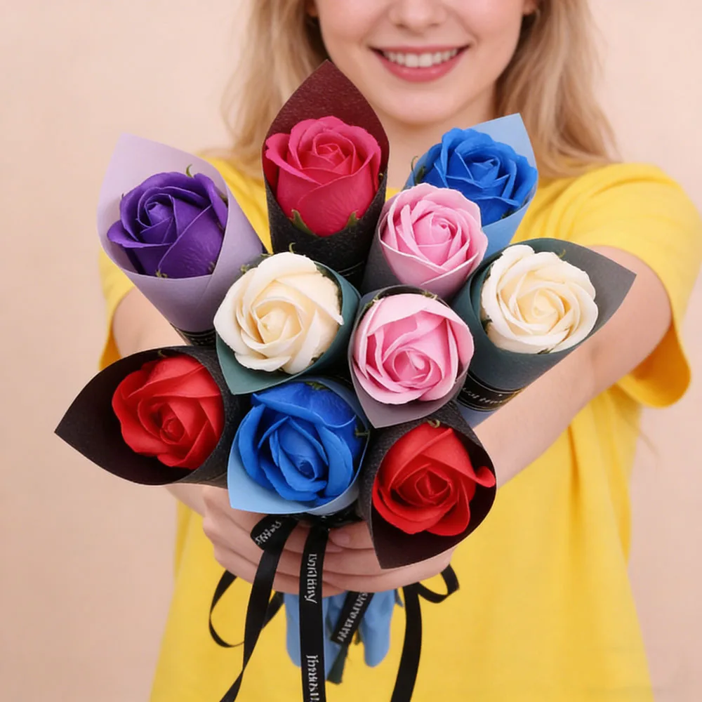 New 50Pc Roses Artificial Flower Bouquet Creative Soap Flower Bouquet For Women Birthday Wedding Party Decor Romantic Gift