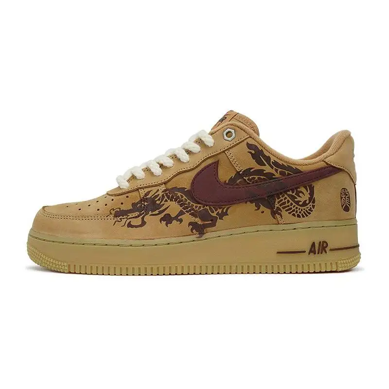 

[Custom Unisex Longteng K brown]Nike Air Force 1 Skateboard Shoes Unisex Low-Top Brown
