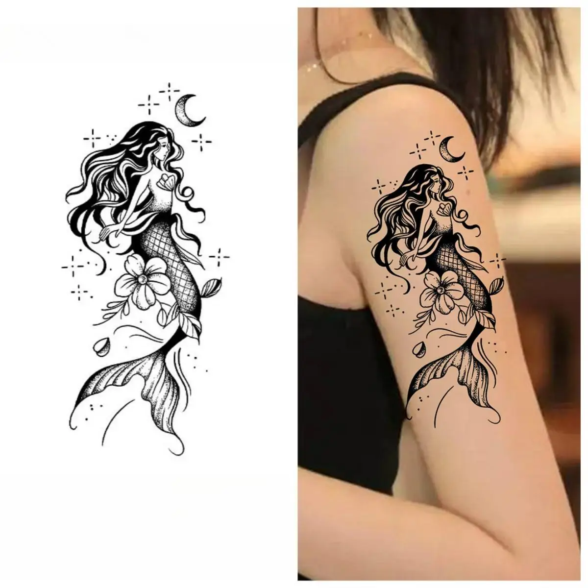 

Mermaid Temporary Tattoos,Tattoo Stickers,Waterproof Long-Lasting 15 Days,Semi-Permanent Fake Tattoo,body art for Women