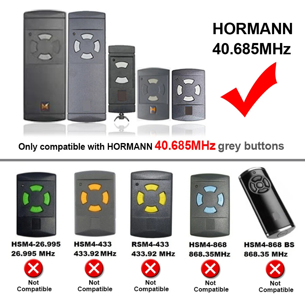 HORMANN HS4 40.685MHz Remote Control Compatible With HS2 HS4 HSE2 HSM2 HSM4 40.685 Gate Gate Door Opener