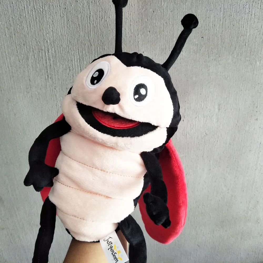 High Quality Cartoon Hand Puppet Plush Toy Ladybug Mouth Move