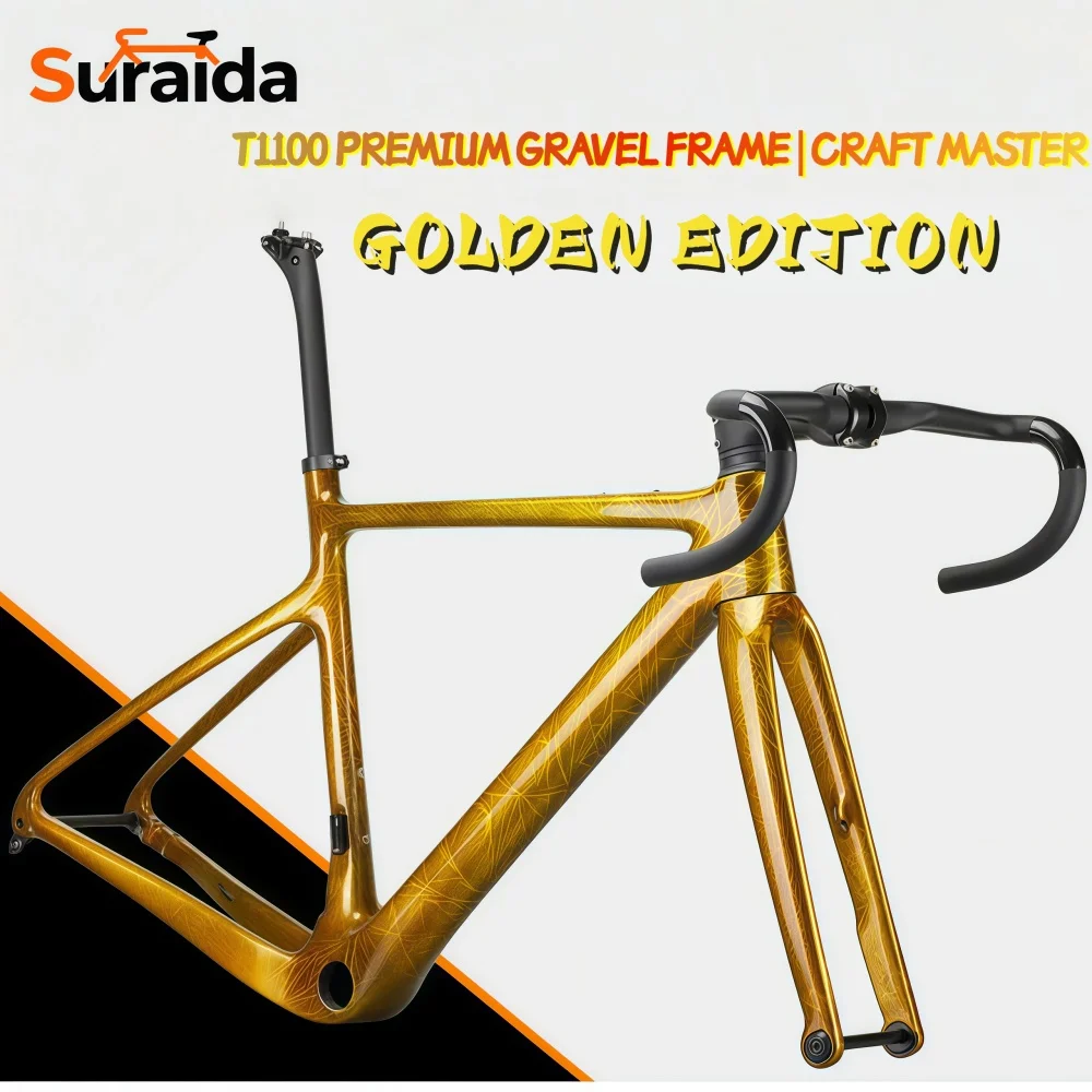 Suraida Ultra Light Carbon Gravel Bike Frameset A5 700*40C Disc Brake Full Hidden Cable Cyclocross Road Racing Frame