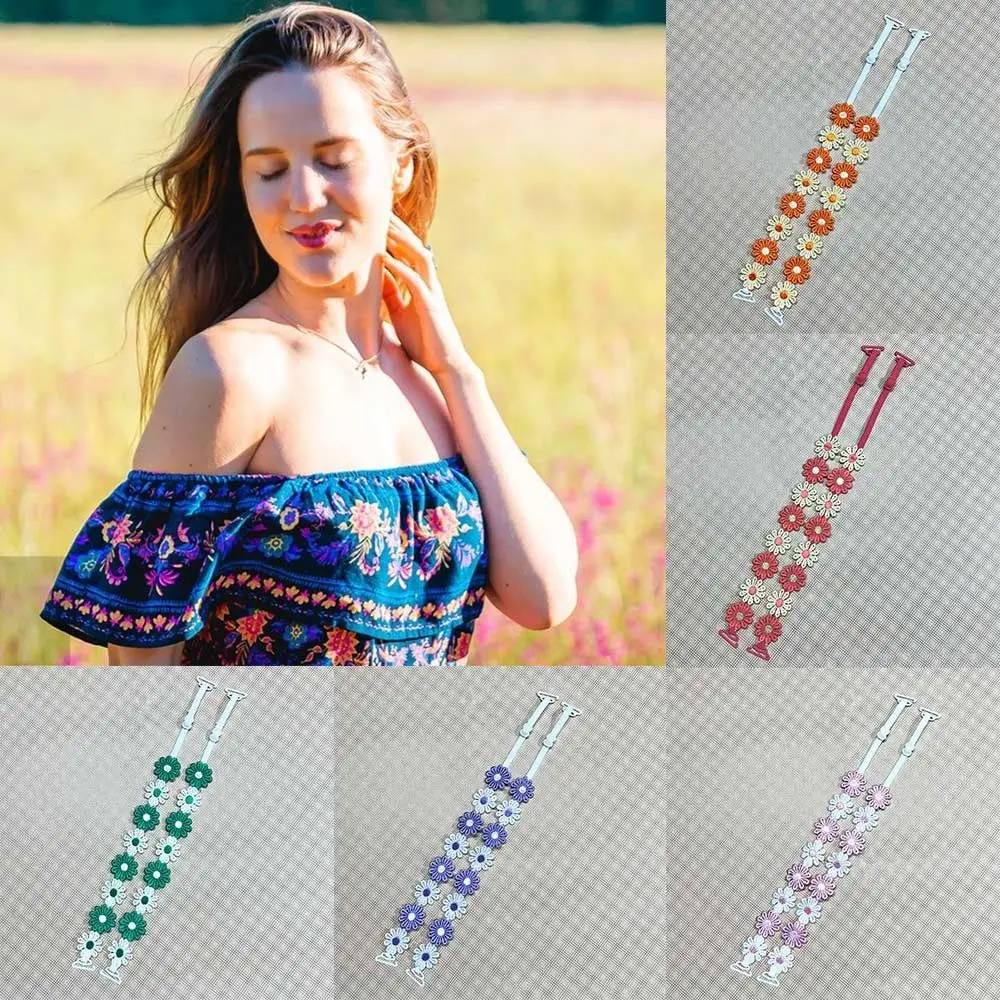 جديد الأزهار أشرطة حمالات الصدر البوليستر الدانتيل الكتف الأشرطة قابل للتعديل الزخرفية الأزهار أحزمة الكتف