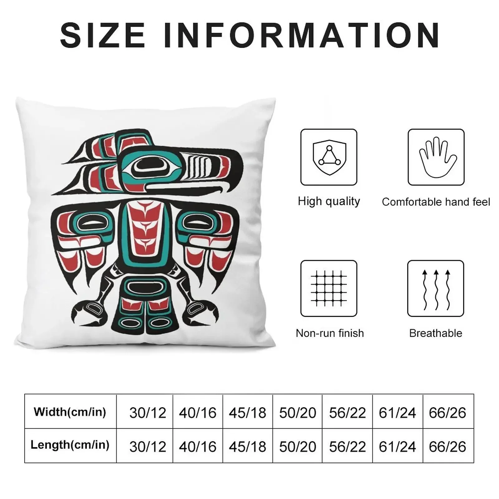 Haida Tlingit Native Raven Totem Throw Pillow Decorative Sofa Cushions Decorative Cushions pillow