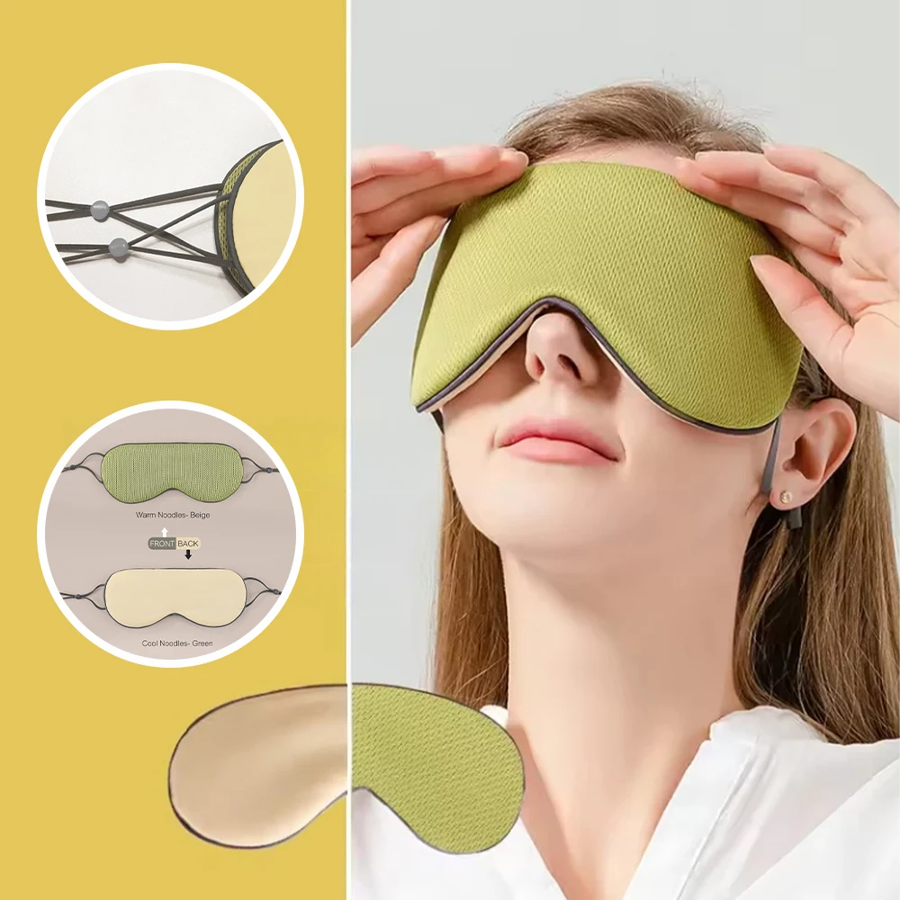 قناع العين للنوم على الوجهين ، مقاوم للضوء ، ناعم ، صديق للجلد ، غطاء للأذن صحي ، دافئ ، بارد ، سفر ، قيلولة #2