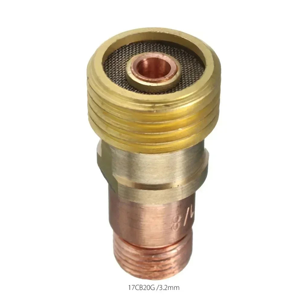 Corpo de pinças de latão premium para tig wp 17 18 26 tocha para conector de lente de gás stubby com malha 14x28 tamanho 1mm