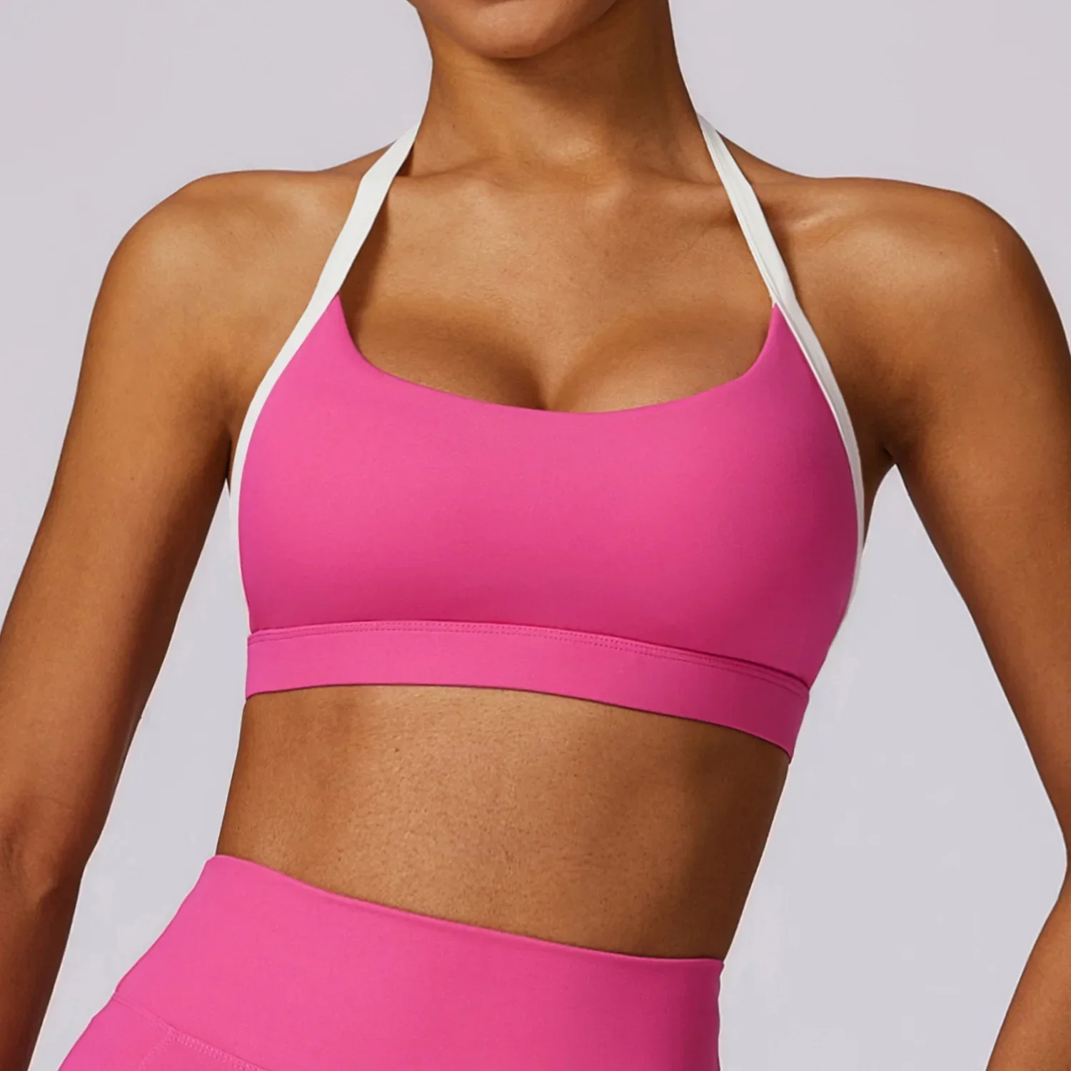 Gym Sport Bra Halter Sports Bra Anti-sweat Breathable Yoga Bra Shockproof Crop Top Fitness Top Push Up Workout Top Women