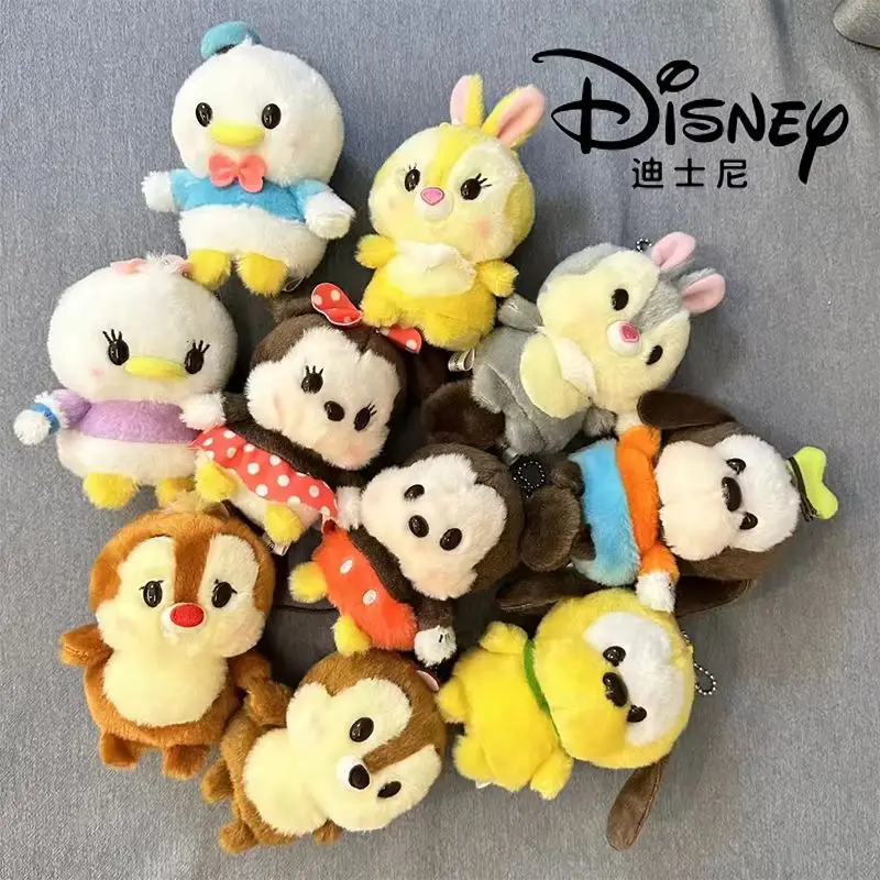 Disney 10cm Cartoon Donald Duck Mickey Minnie Plush Toy Q Ver Lovely Pluto Goofy Stuffed Plushie Backpack Pendant Kid Decor Gift