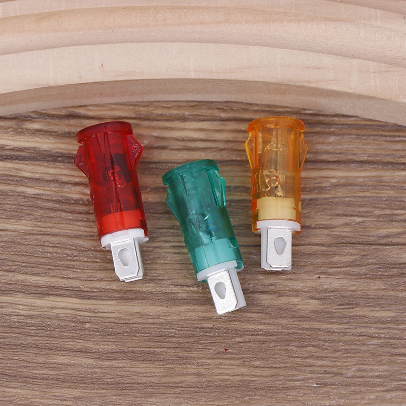 10 ชิ้นสัญญาณโคมไฟแผงติดตั้งตัวบ่งชี้นีออนสีแดงสีเขียวสีเหลืองไฟ 220 โวลต์ 10 มิลลิเมตร MDX-11A Guiding