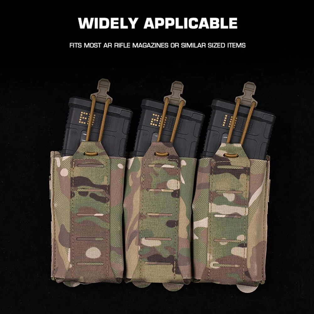 Tactical 5.56/7.62 Magazine Pouch Elastic Triple MOLLE Hunting Vest Plate Carrier Front Flap AR M4 Mag Bag Shooting Airsoft Gear - view 4