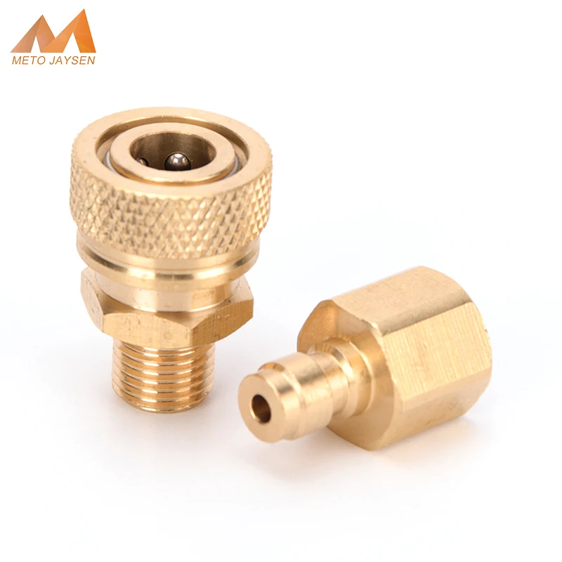 Copper Air Refill M10x1 Socket Female Plug Connector 1/8NPT Male Quick Disconnect Coupler Fitting 1/8BSPP 2pcs/set