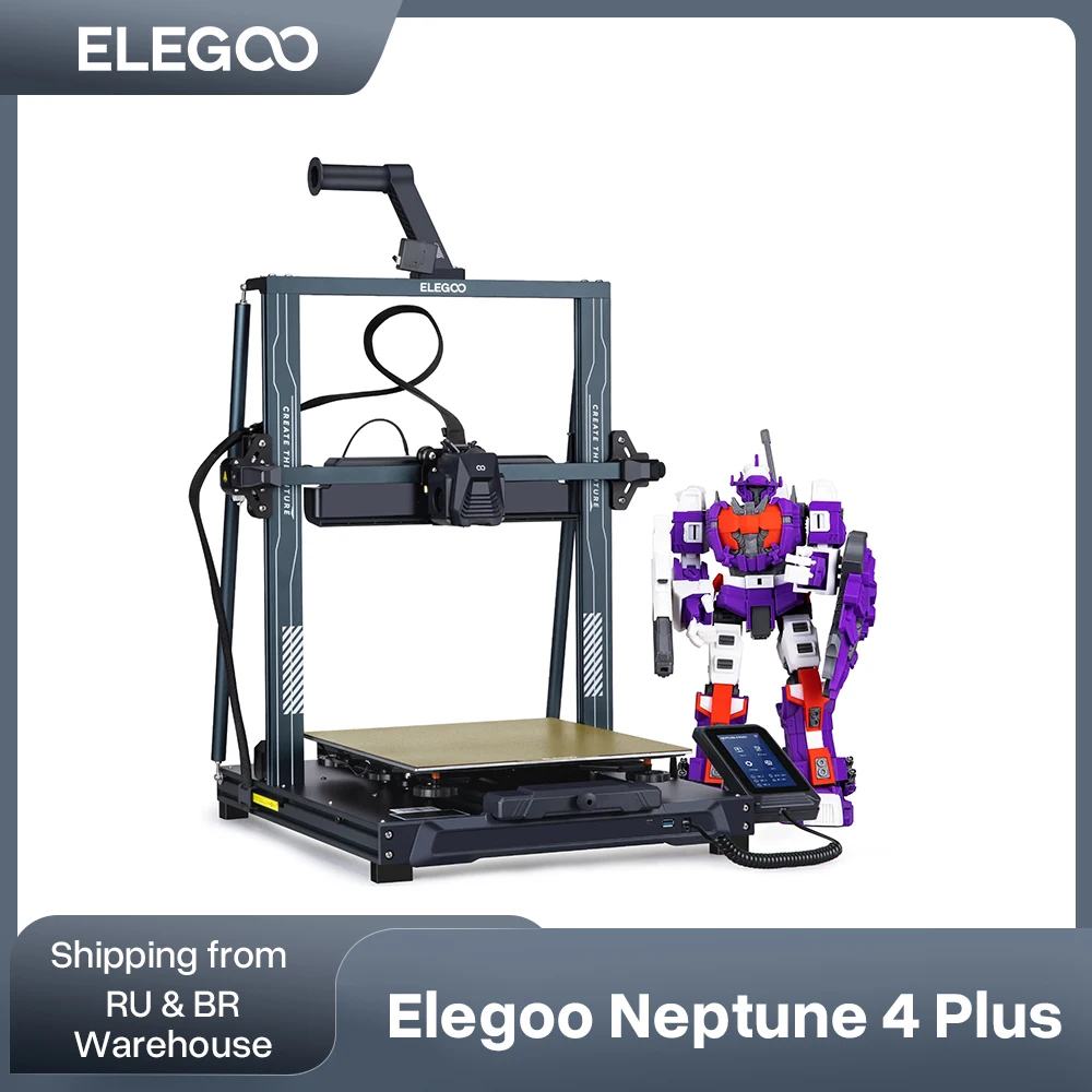 ELEGOO NEPTUNE 4 PLUS FDM 3D Printer with Up to 500mm/s Printing Speed With Klipper, Massive Build Volume 320x320x385mm