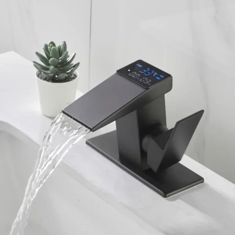 Light Luxury Hydropower Digital Display Temperature Bathroom Washbasin Bathroom Faucet bathroom faucets