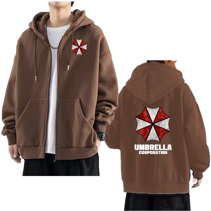 Spring Autumn oversized men\'s hoodie Sweatshirt Umbrella Corporation Casual sports Harajuku long sleeve zipper cardigan top