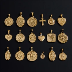 Gold Color Necklace for Women Cross Heart Angel Pendant Titanium Steel Plated 18k Gold Clavicle Chain Does not fade Jewelry Gift