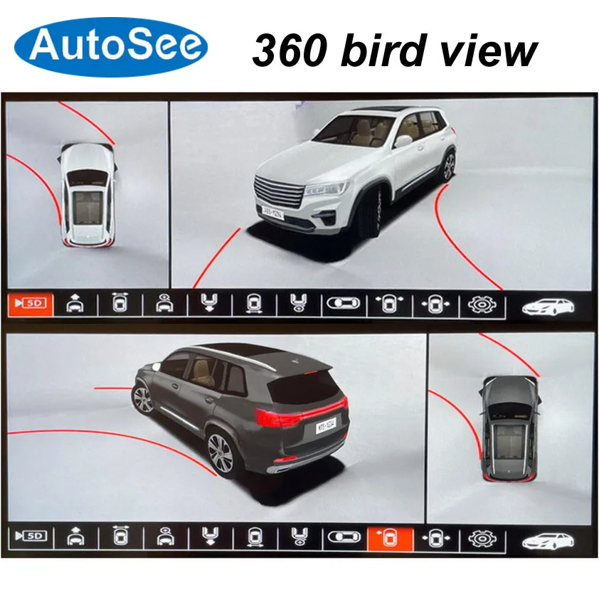 Car 360 degree camera 3D bid eye panorama view Front rear back side mirror cam Surround parking reverse