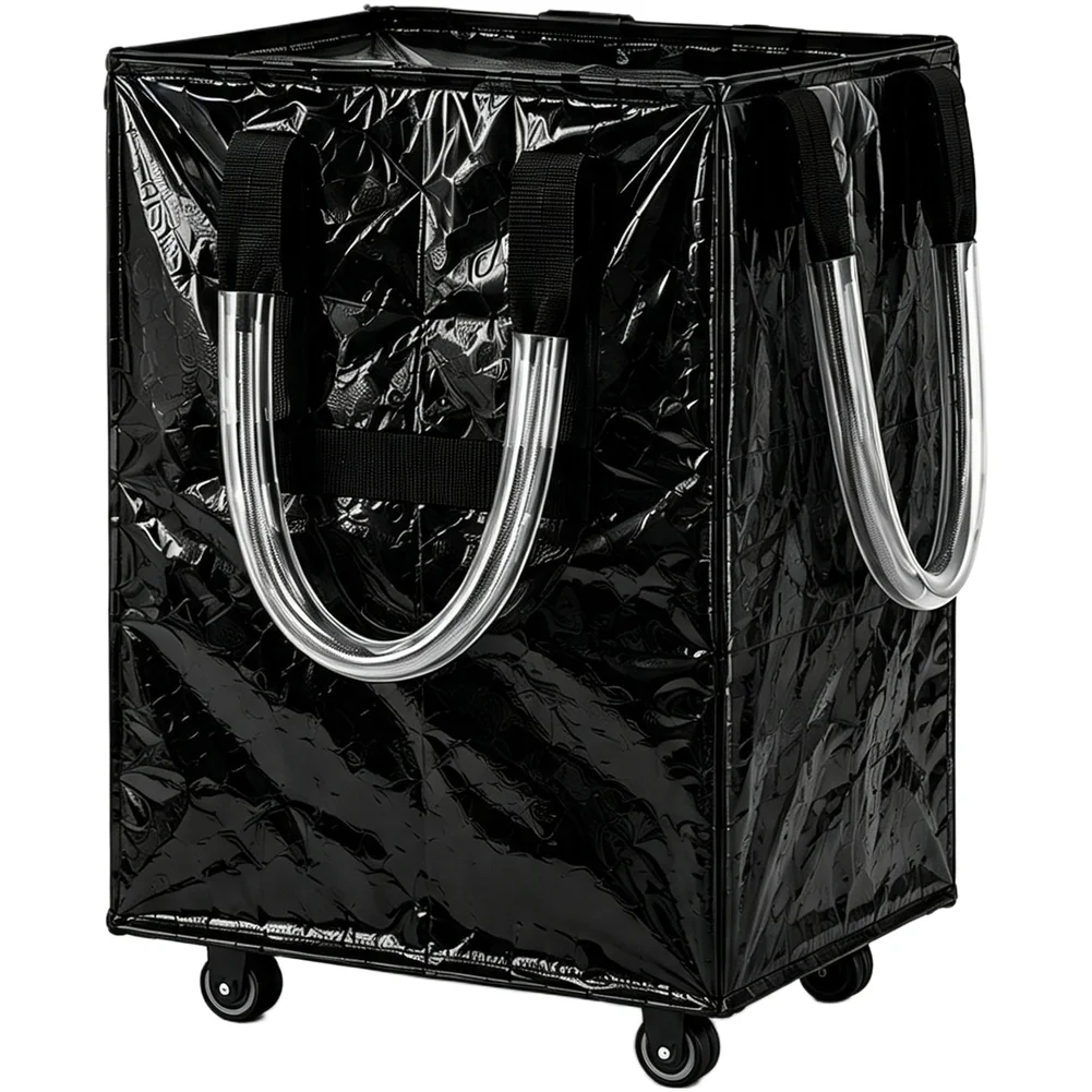 Foldable Rolling Fishing Gear Bag Large Capacity 40x30x50cm PC Material With 360 Degree Wheels For Shopping Travel Camping Tool