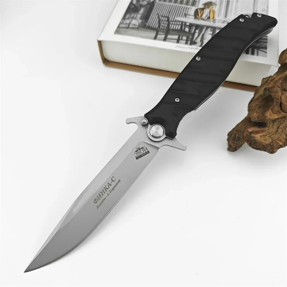 Military Russian HOKC Finka Tactical Folding Knife D2 Blade G10 Handle Hunting Survival Pocket Knives Camping Hunting EDC Tool