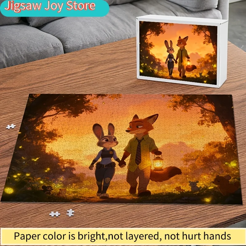 1000pcs Disney Zootopia Judy Hopps and Nick Wilde Poster Puzzle, High Difficulty, DIY Home Decor, Game Puzzle