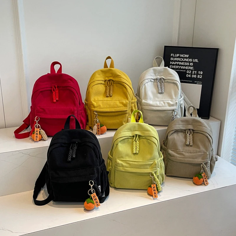 

DHL30pcs Рюкзак Сумки Женские Вельветовые Простые Двойная Молния Однотонная Студенческая Школьная Сумка Разного Цвета