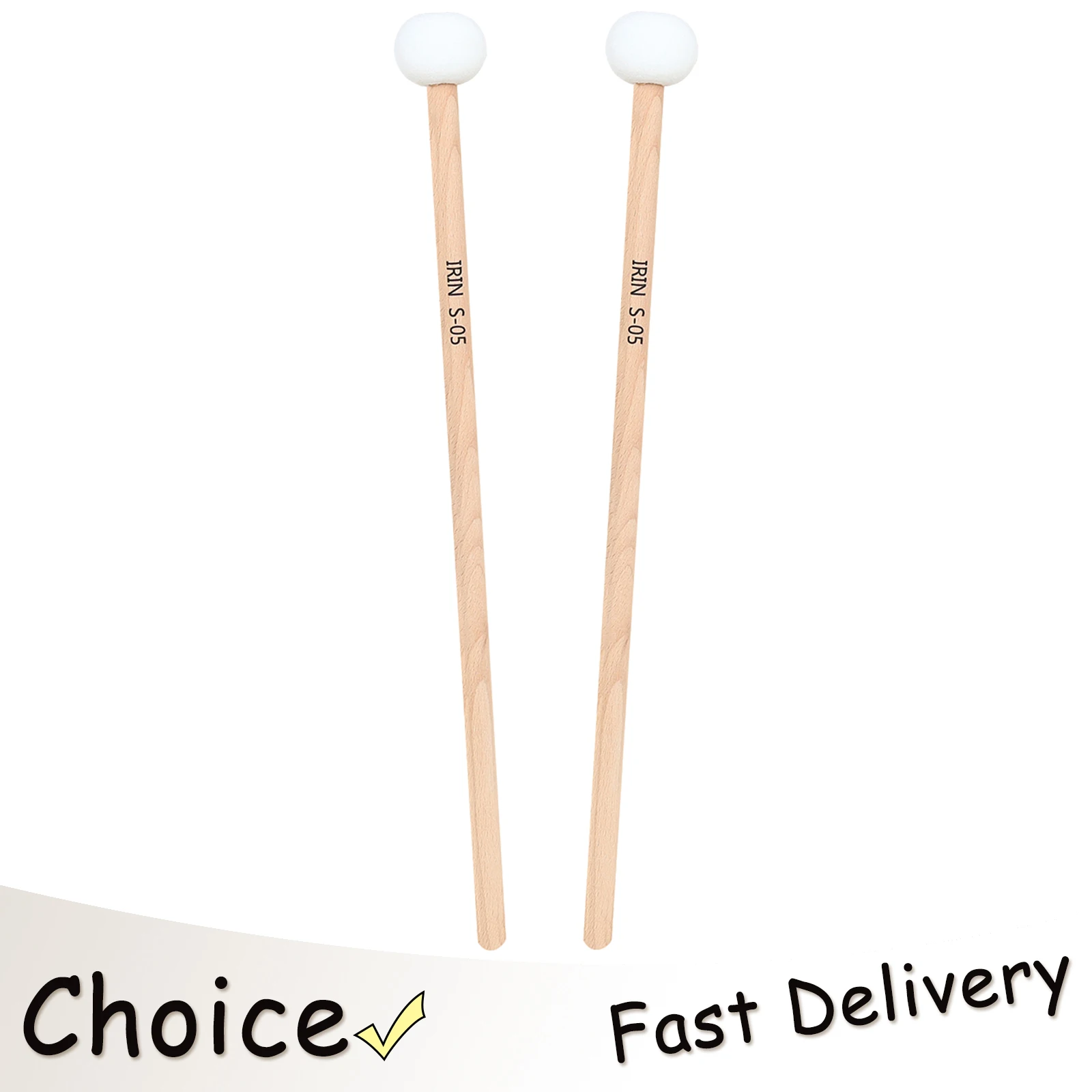 

IRIN High Quality Felt Drum Mallets Drumsticks 1 Pair Solid Wood Handle Drum Sticks Timpani Snare Drum Percussion Instrument