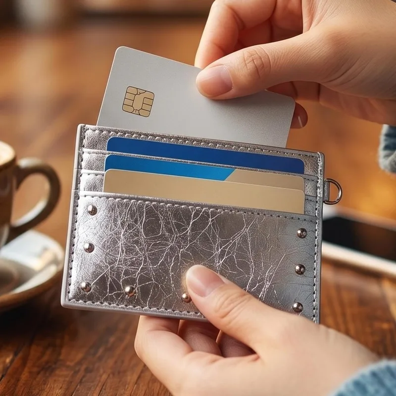 Retro rivet cracked card bag for women portable with multiple card slots large capacity simple and fashionable card sleeve