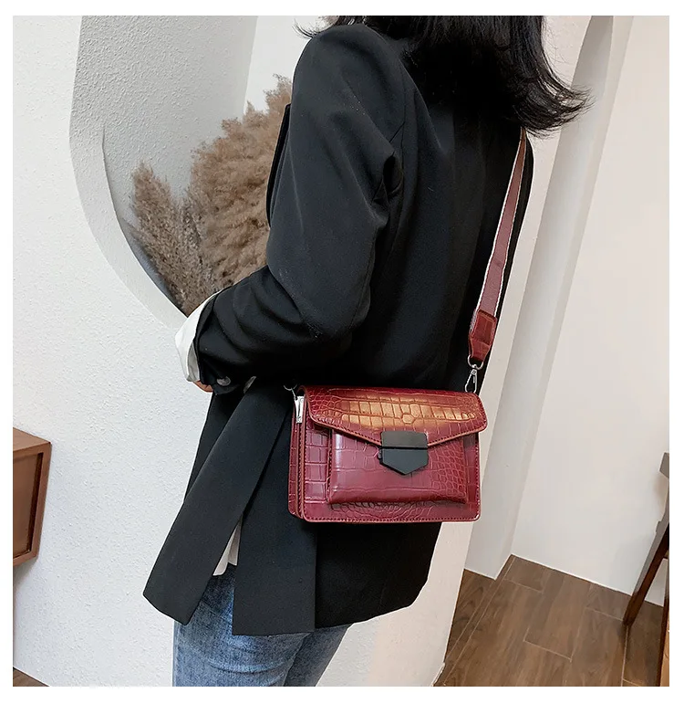 2023 Ladies Bags Mini Mobile Phone Bags Girls Fashion Square Bags Stone Pattern Messenger Bags Wide Shoulder Strap Bag Bolsas