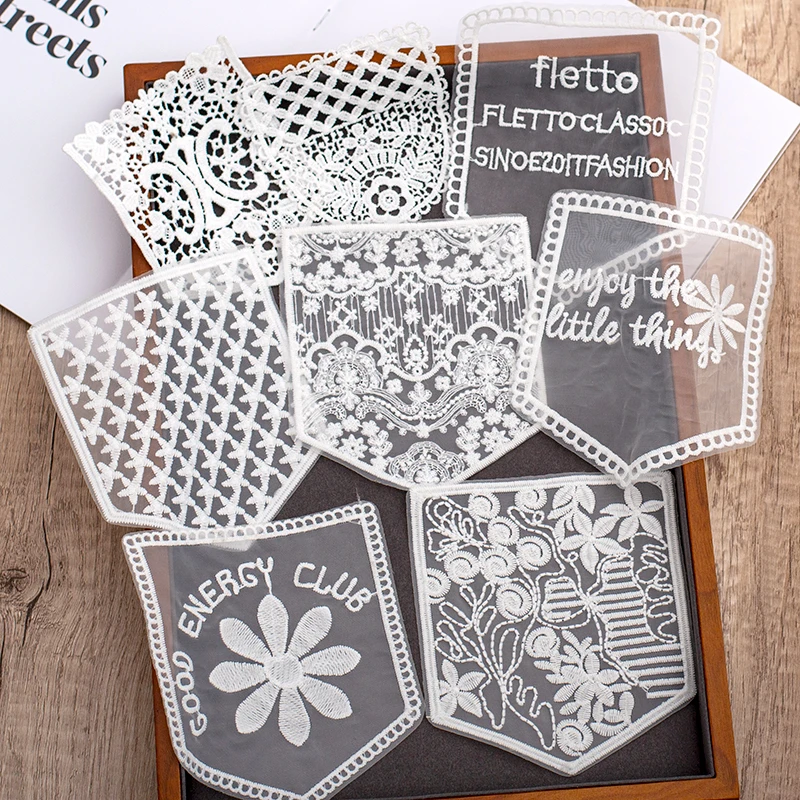 Carta malha bordado bolso escudo laço pano adesivo, roupas tecido falso bolso decoração acessórios