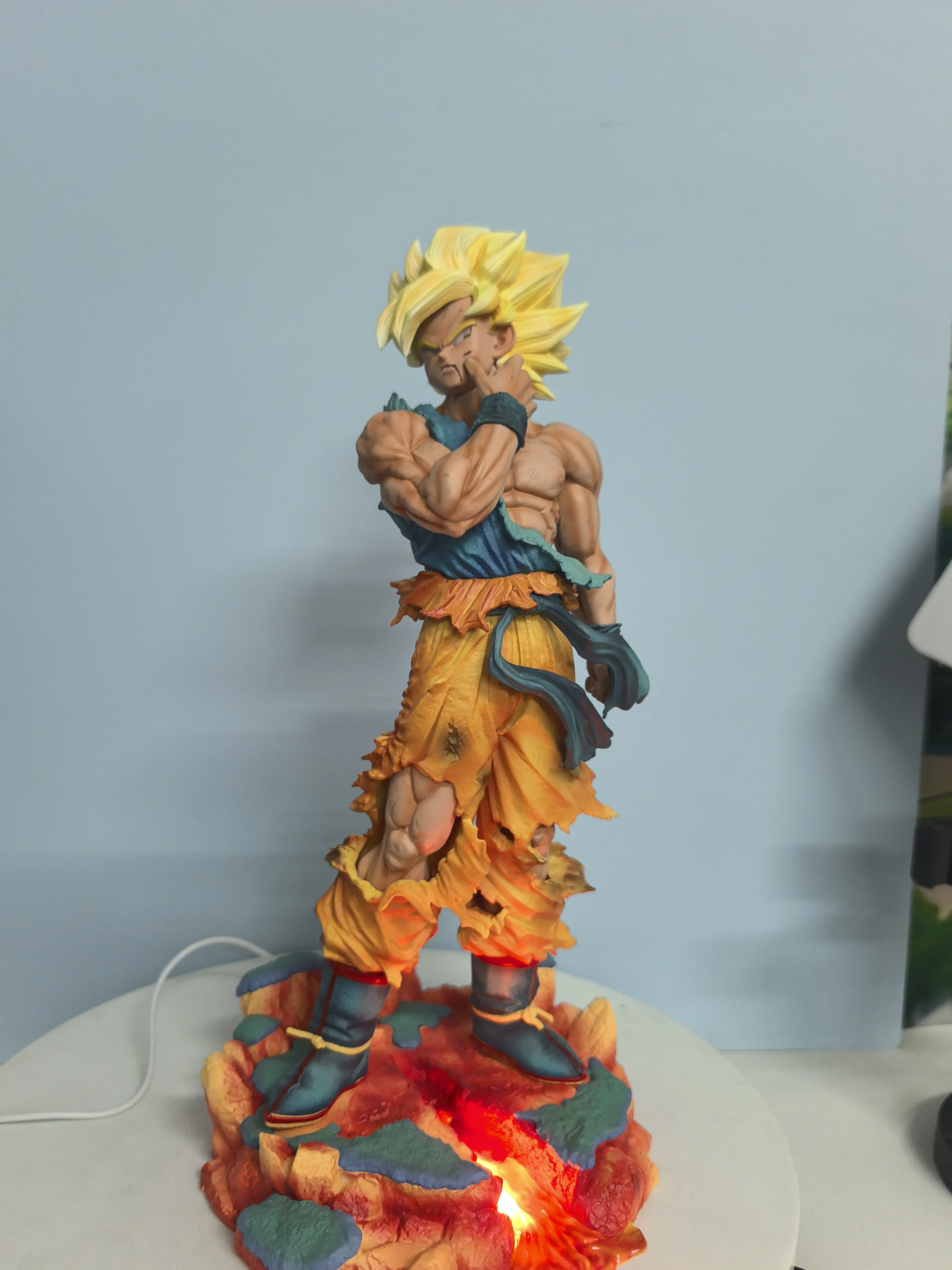 

Super Saiyan Pinch Face Battle Damaged Goku Pvc Action Figure 38cm Collectible Dragon Ball With Blister Box Anime Fans Toy Gifts
