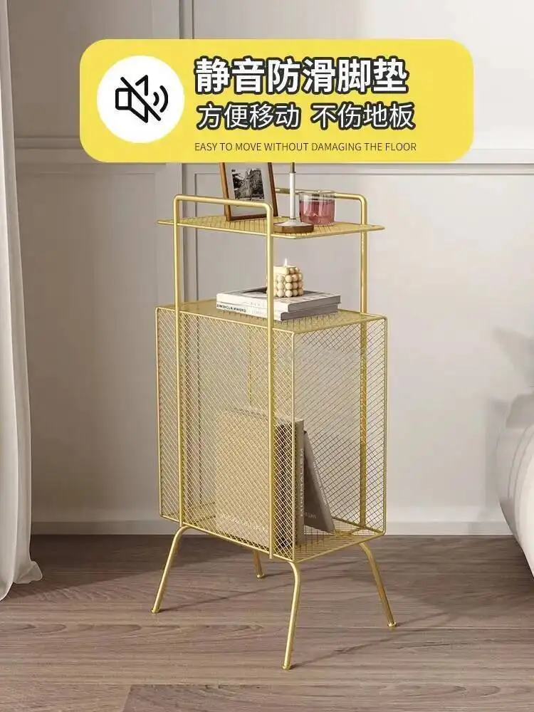 

Bedside Narrow Newspaper width Iron 23cm Table Book Magazine Storage Rack Nightstands for Bedroom Sofa Side Table Floor Shelf