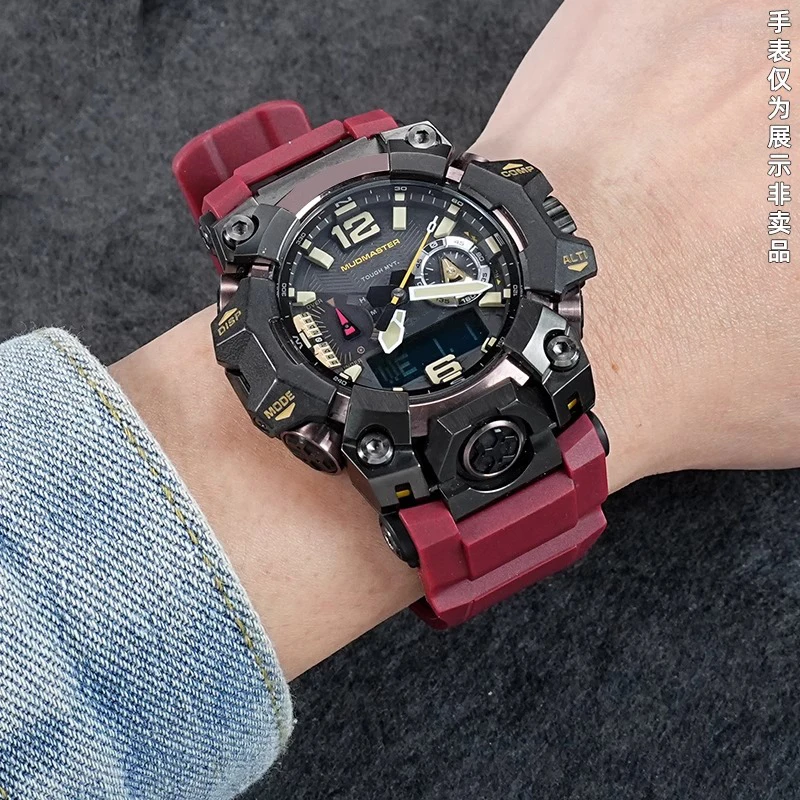 GWGB1000 الأحمر الشق سوار ل كاسيو G-Shock 3 الجيل GWG-B1000 بولي TPU المطاطWwatch حزام مقاوم للماء الرياضة سيليكون حزام الساعات