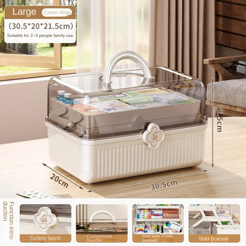 Thickened Classification Medicine Box Transparent Portable Medicine Box with Handle Multi-storey Drug Storage Box