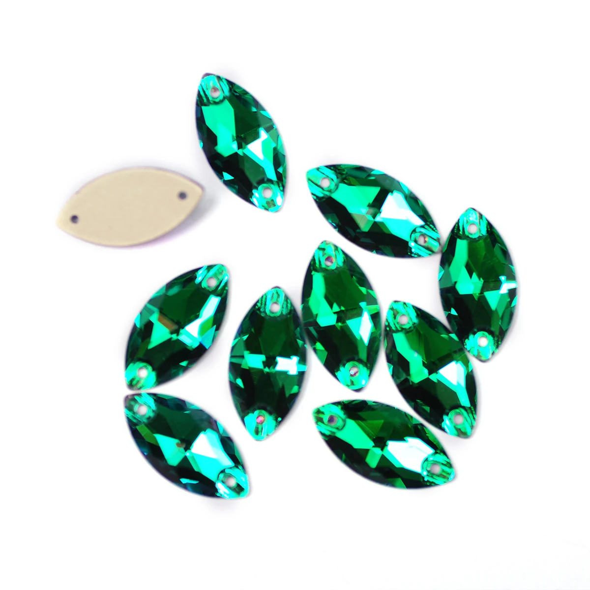 YANRUO 3223 Navette Emerald  Flatback Rhinestones Crystal Stone Sew On Rhinestone Glass Crystals Sewing Stones For Clothes