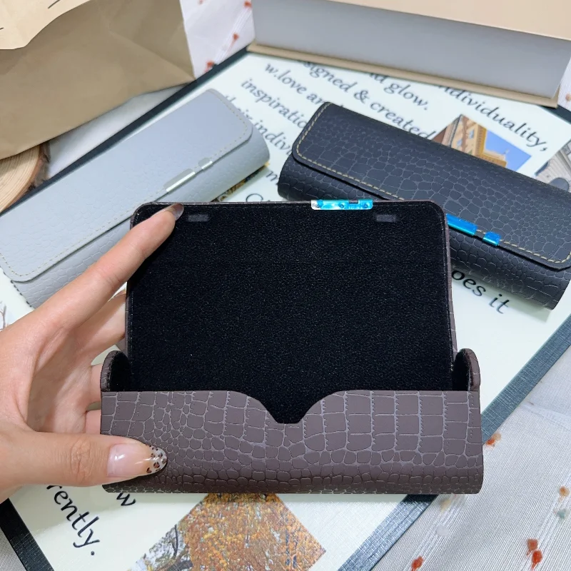 Portable Portable Hard Eyeglasses Case, Crocodile Texture PU Leather Sunglasses Box, Durable Shockproof Glasses Storage Pouch - Aliexpress Deal