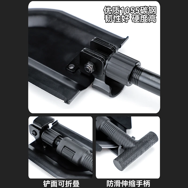 Tactical Foldable Telescopic Shovel Outdoor Multi-functional Wilderness Survival Gear for Hiking Camping Outdoor Survival Garden - view 2