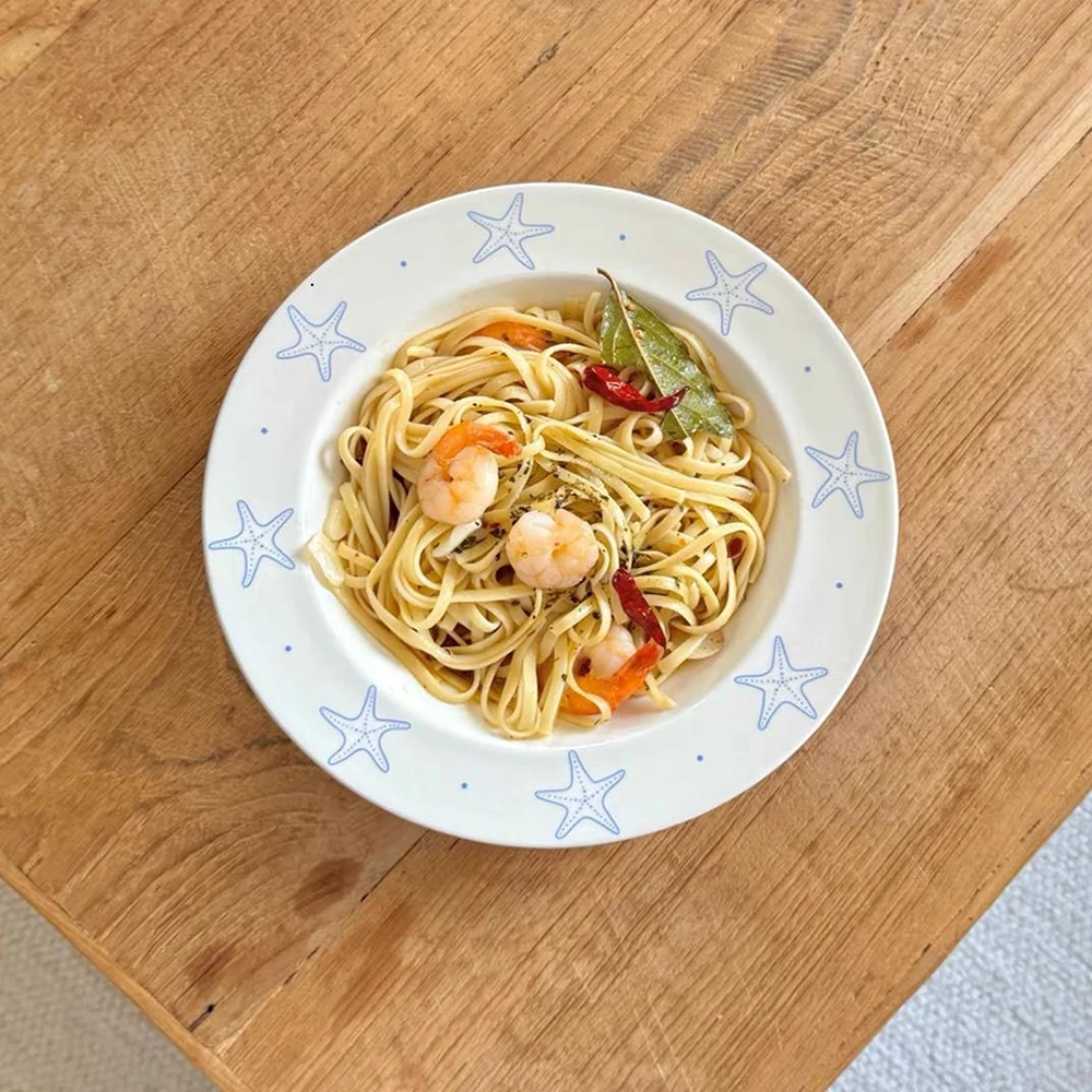 

Креативная керамическая тарелка во французском стиле, круглая фарфоровая тарелка для ресторана, домашний контейнер для еды, пасты, закуски, десертные тарелки для фруктового салата