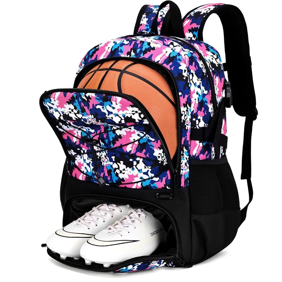 Large Basketball Backpack for Men and Youth: Spacious Sports Gym Bag with Dedicated Ball and Shoes Compartments Ideal for Trave