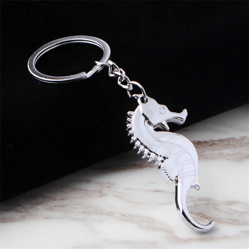 Creative Hot Sale Metal Hippocampus Keychain Men Women Fashion Pendant Keyring Jewelry Punk Rock Car Key Accessories 2024 New