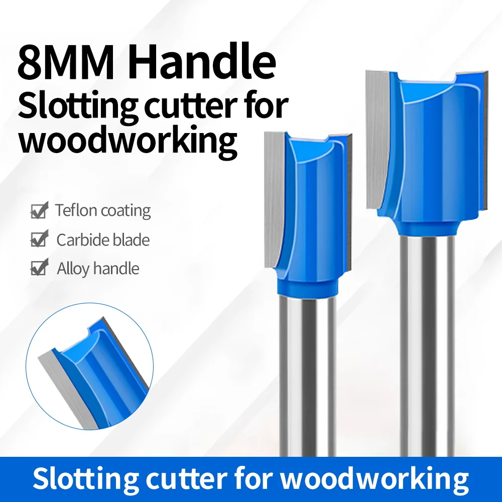 8mm Shank Straight Bit Woodworking Router Bits Set Wood Milling Cutter For CNC Cutting Carpenter Tools 6/8/10/12/14/18/20mm