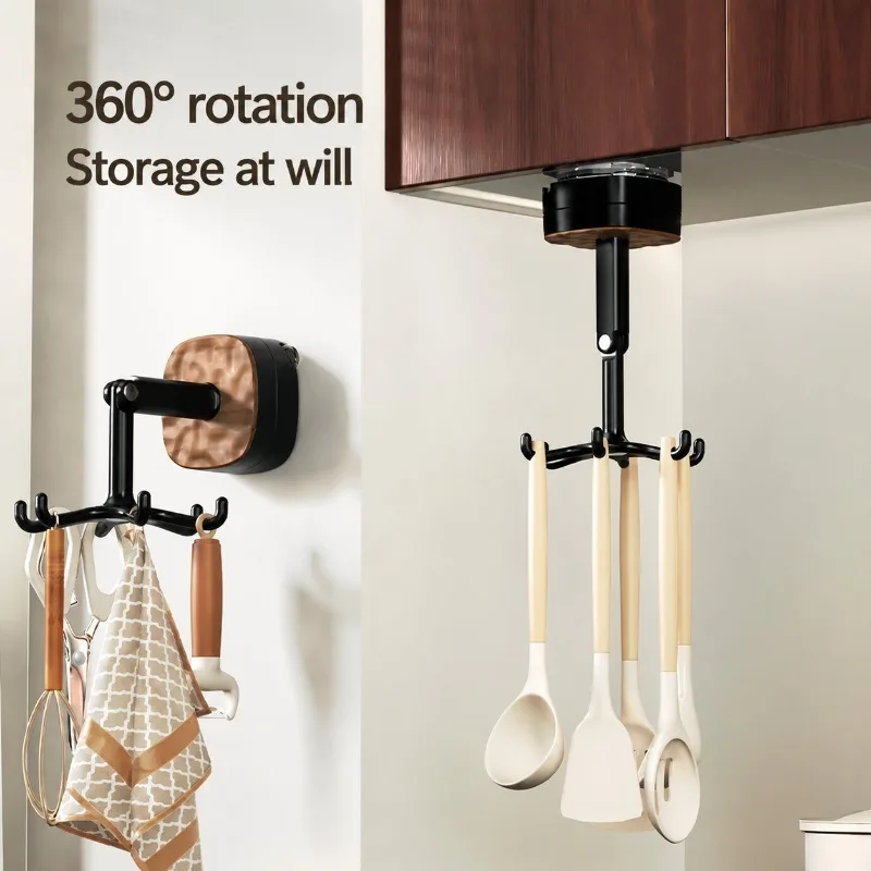 Rotatable Suction‑Cup Kitchen Hanger Wall‑Mount Storage Organizer Drill‑Free Utensil Holder Rack for Spatula Ladle Scoop