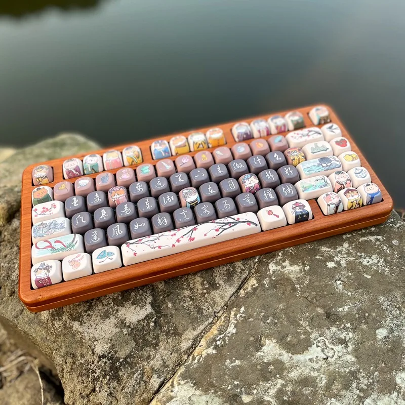Custom Harem Beauty Cat Cat Version Keycap Cute Chinese Style Poetry Hand Painted Design Personalized Cherry MOA KCA Replacement