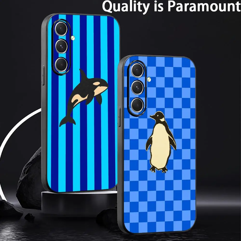 Ins Glacier marine animals cute pattern Phone Case For Samsung Galaxy S25 S24 S23 S22 S21 S20 Plus Ultra Note20 Soft Black