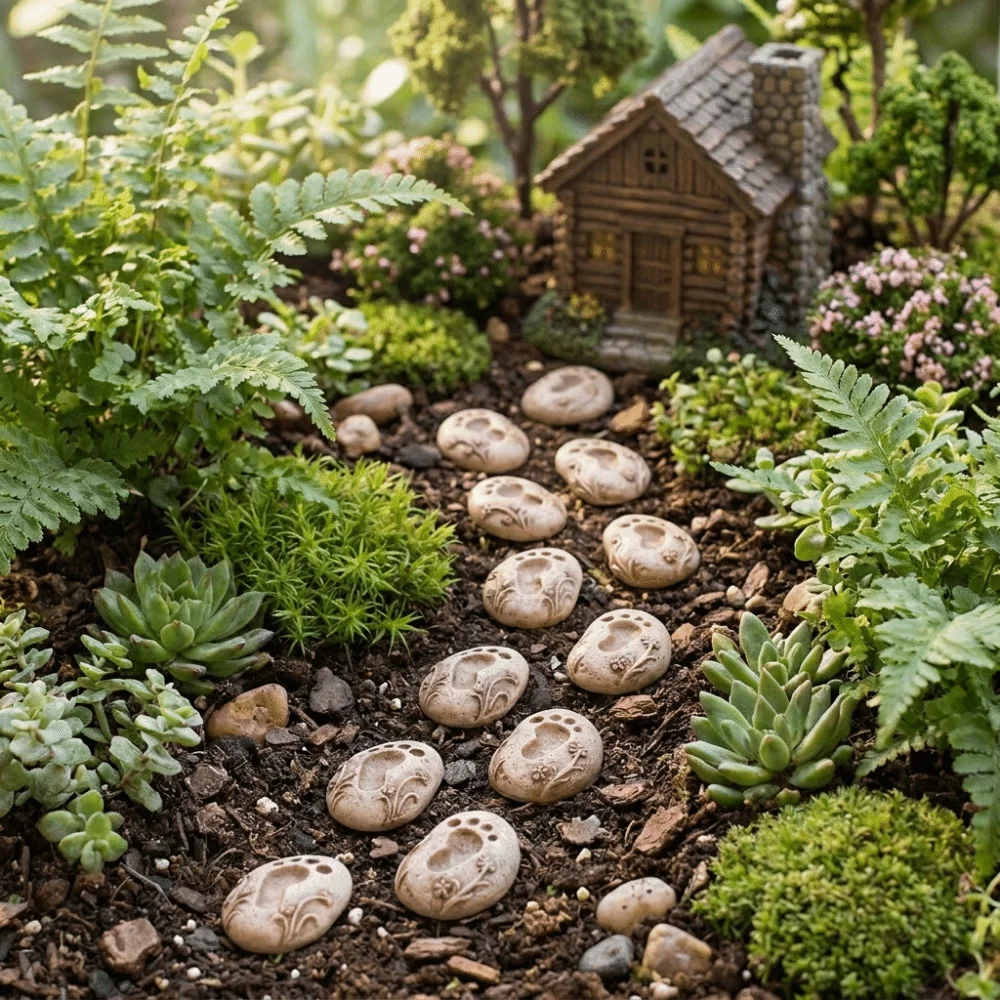 20PCS Resin Footprint Stepping Stones Decorative Realistic Texture Footprint Paving Stones Small