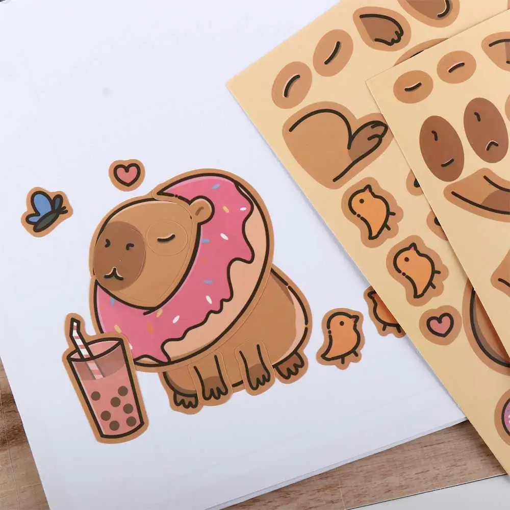 Make a Face Sticker Capybara Sticker Waterproof Cartoon Toy Puzzle Stickers Lovely DIY Face Changing Stickers Phone Decor